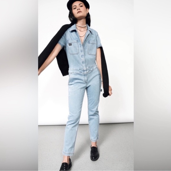 Wildfang Pants - WILDFANG Denim Coveralls The Essential Short Sleeve Pants Workwear Jumpsuit